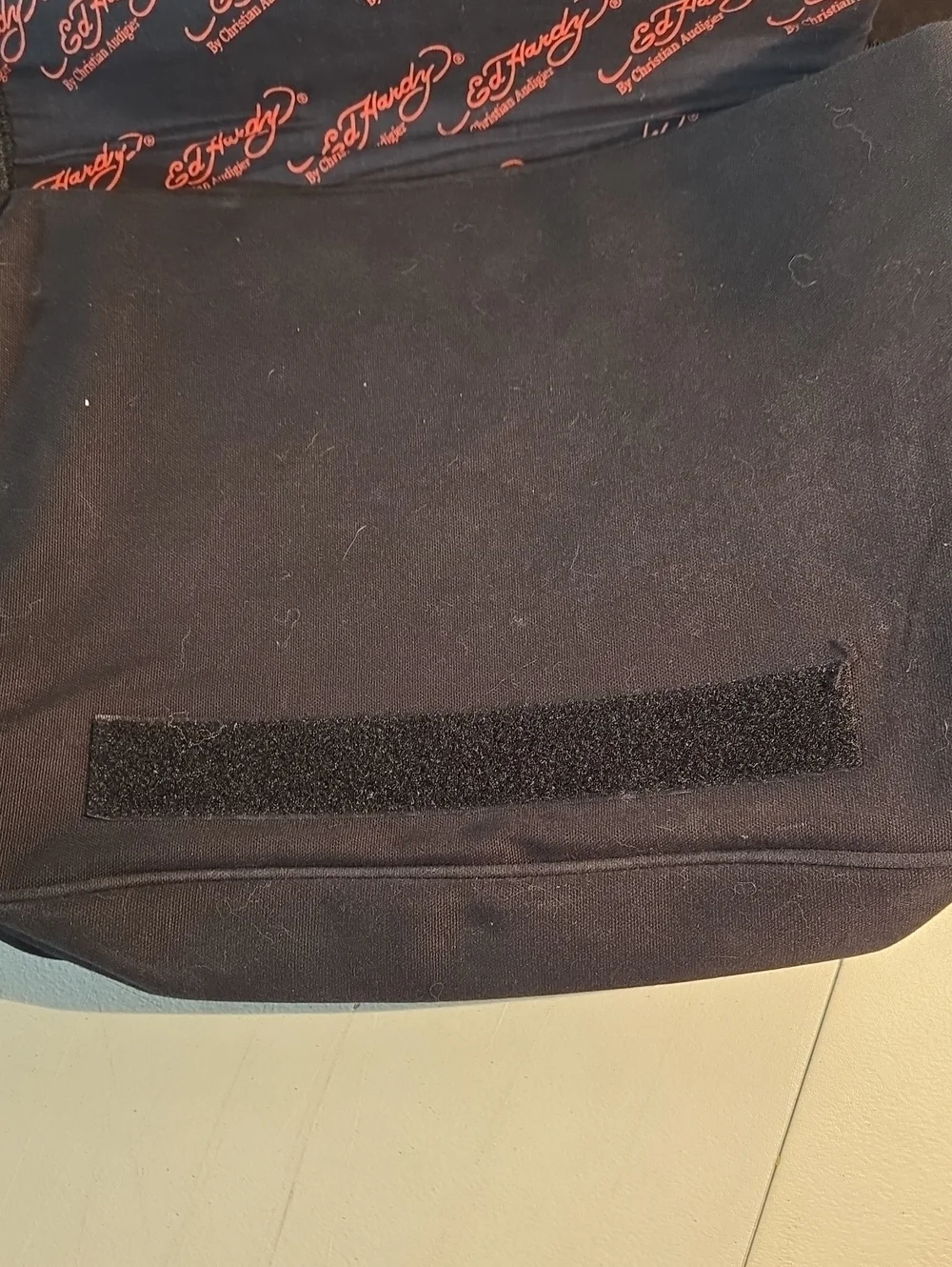 Ed Hardy Camo Messenger Bag with Purple Skull Graphic